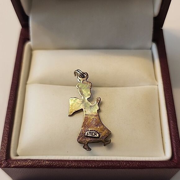 925 Sterling Silver Vintage Christmas Angel Charm Pendant Womens Girls Xmas - Picture 3 of 5
